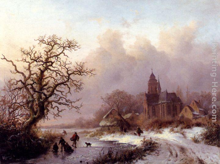 Frederik Marianus Kruseman A Frozen Winter Landscape